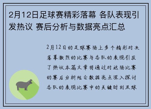 2月12日足球赛精彩落幕 各队表现引发热议 赛后分析与数据亮点汇总